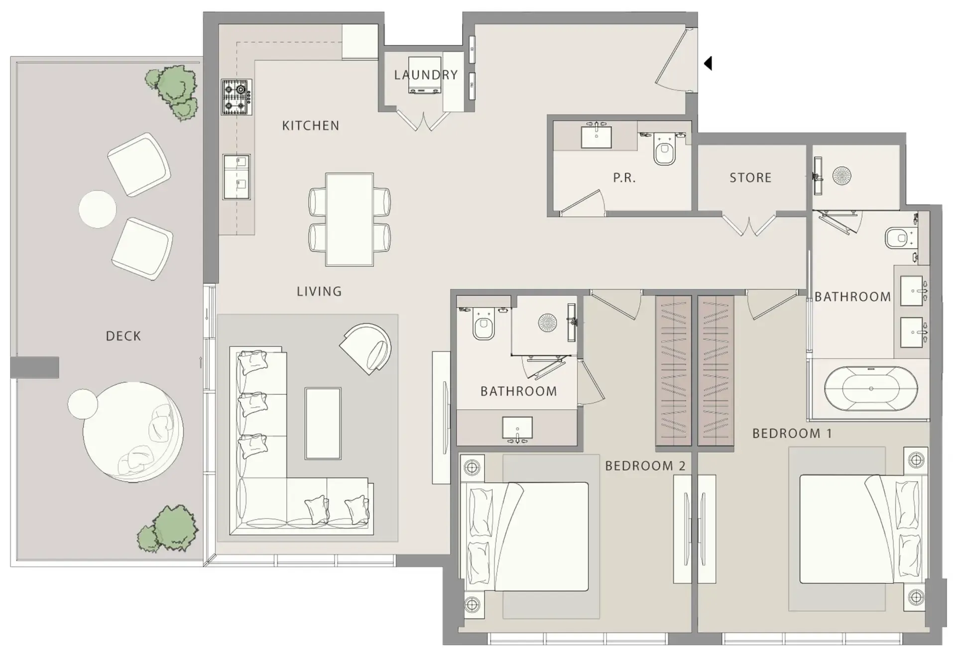 Uno-Luxe 2 bed floor plan, 1,458 sqft