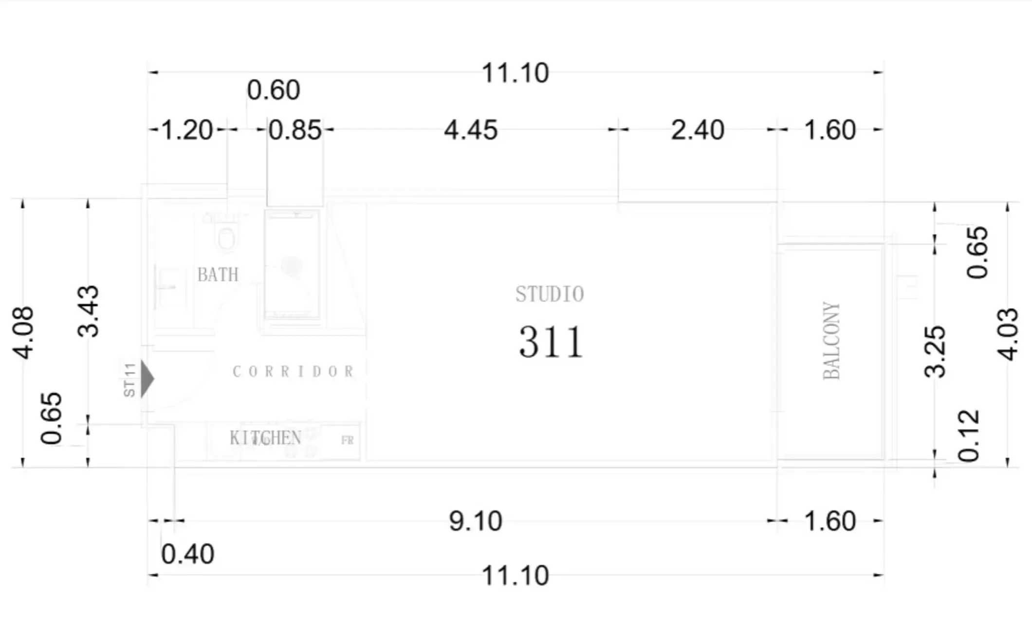 AB Cavalier Studio floor plan, 469 sqft