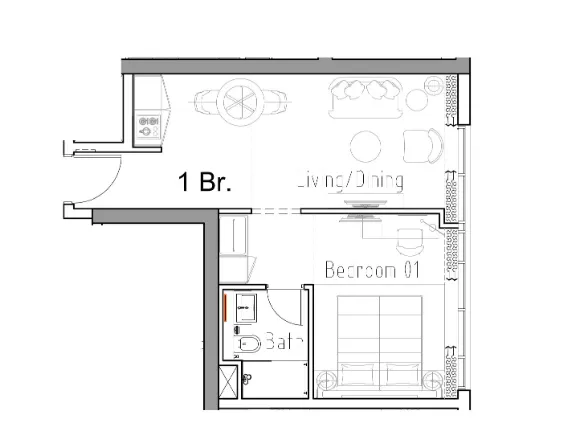 Damac Hills 2 - Hotel Edge by Rotana 1 bed floor plan, 481 sqft