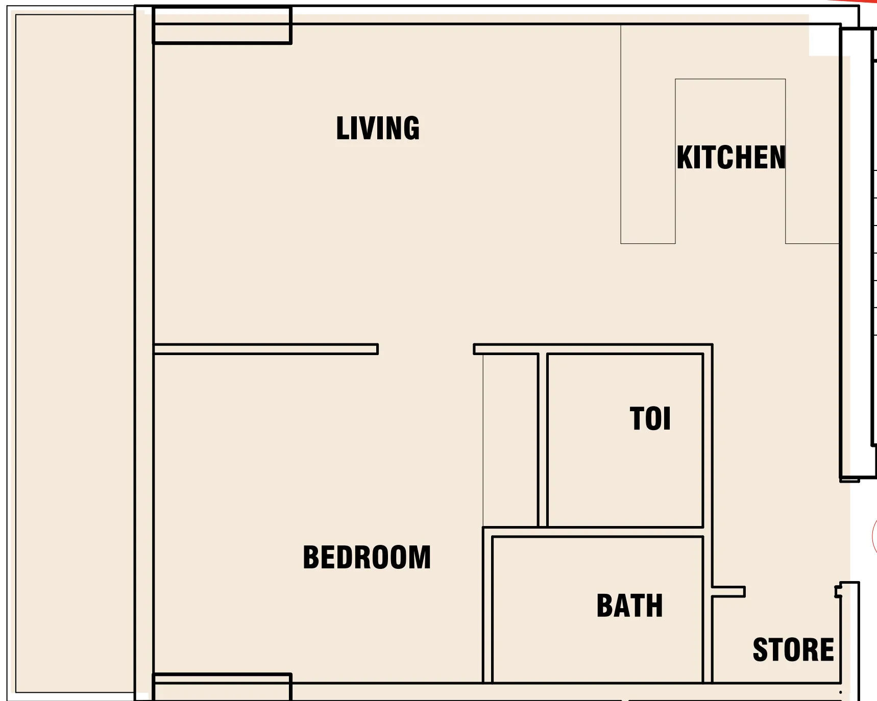 Celesto Tower 1 bed floor plan, 712 sqft