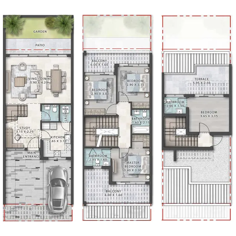 Damac Violet 4 bed floor plan, 2,345 – 2,352 sqft