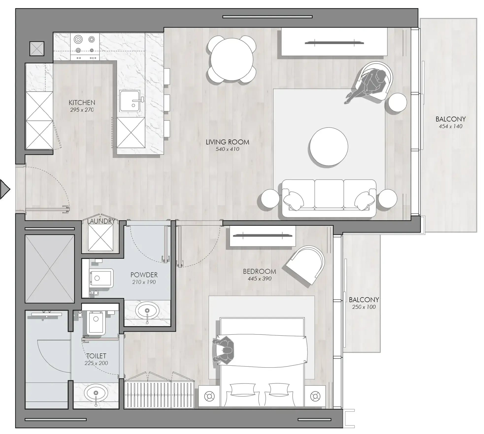 Avant Garde Residences 2 1 bed floor plan, 771 sqft