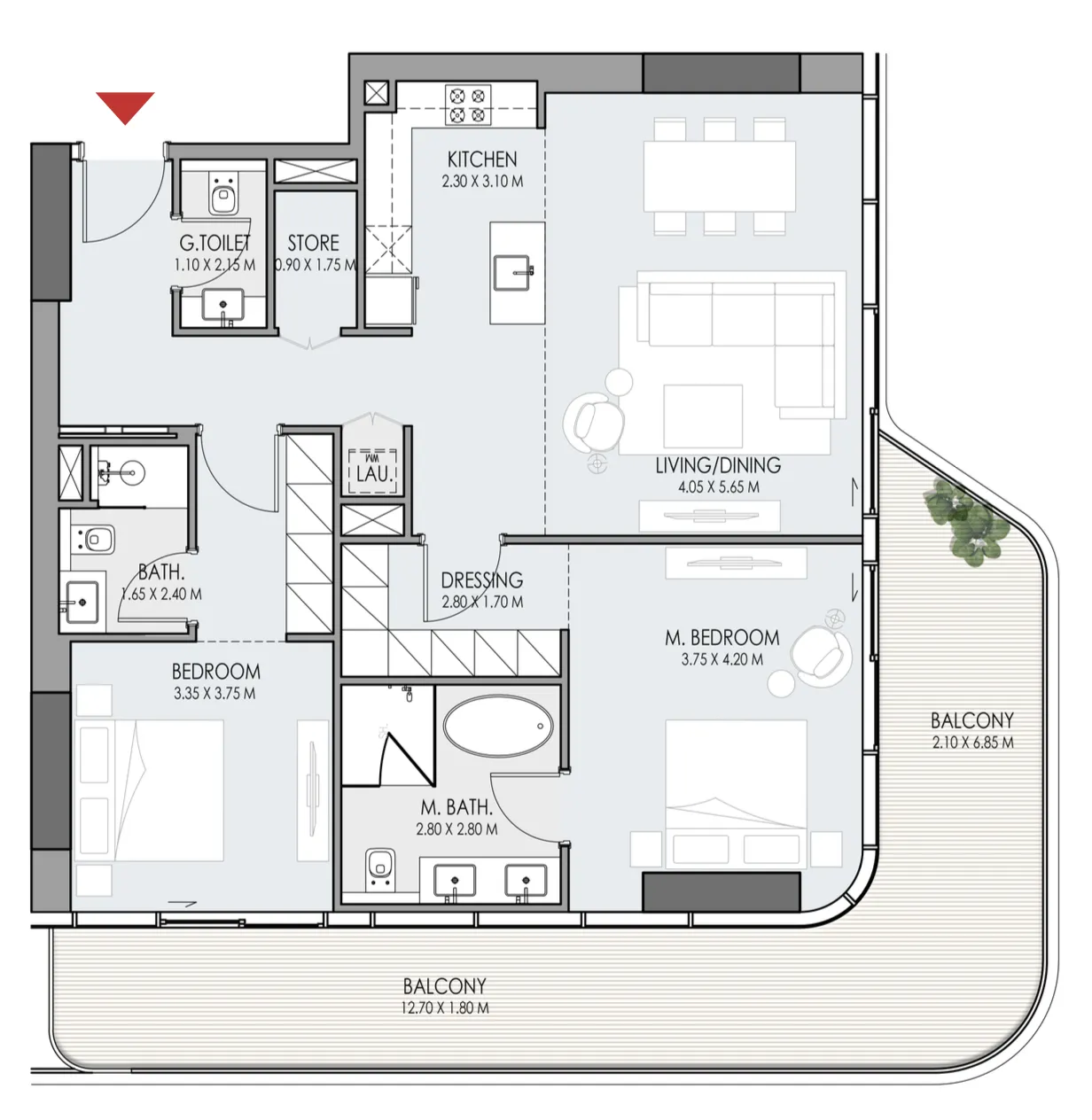 Do Hotels and Residences 2 bed floor plan, 1,551 sqft