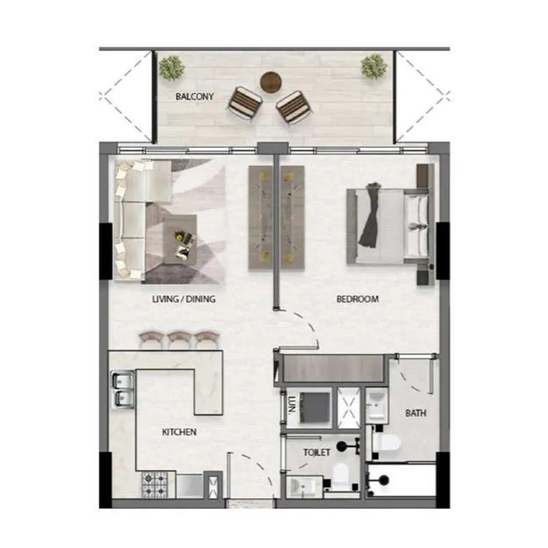 Avana Residences 1 bed floor plan, 706 sqft