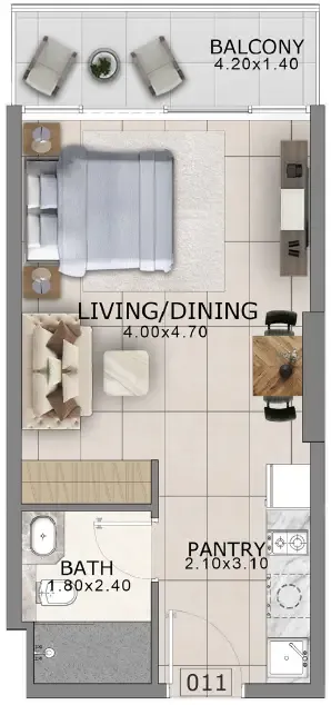 Arlington Park 2 Studio floor plan, 423 sqft