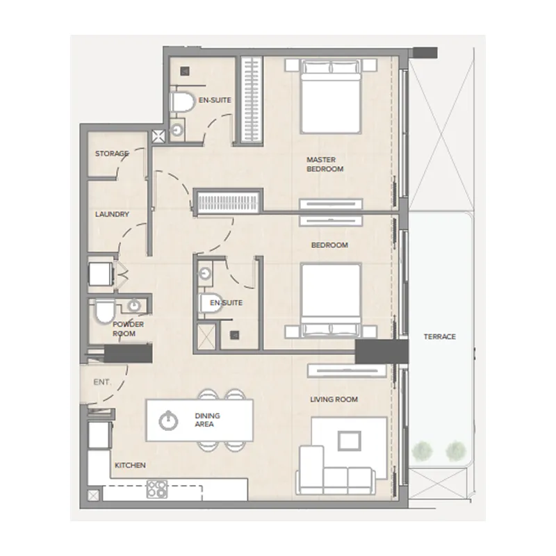 Arka Enclave Residences by Atmosphere Living 2 bed floor plan, 1,174 sqft