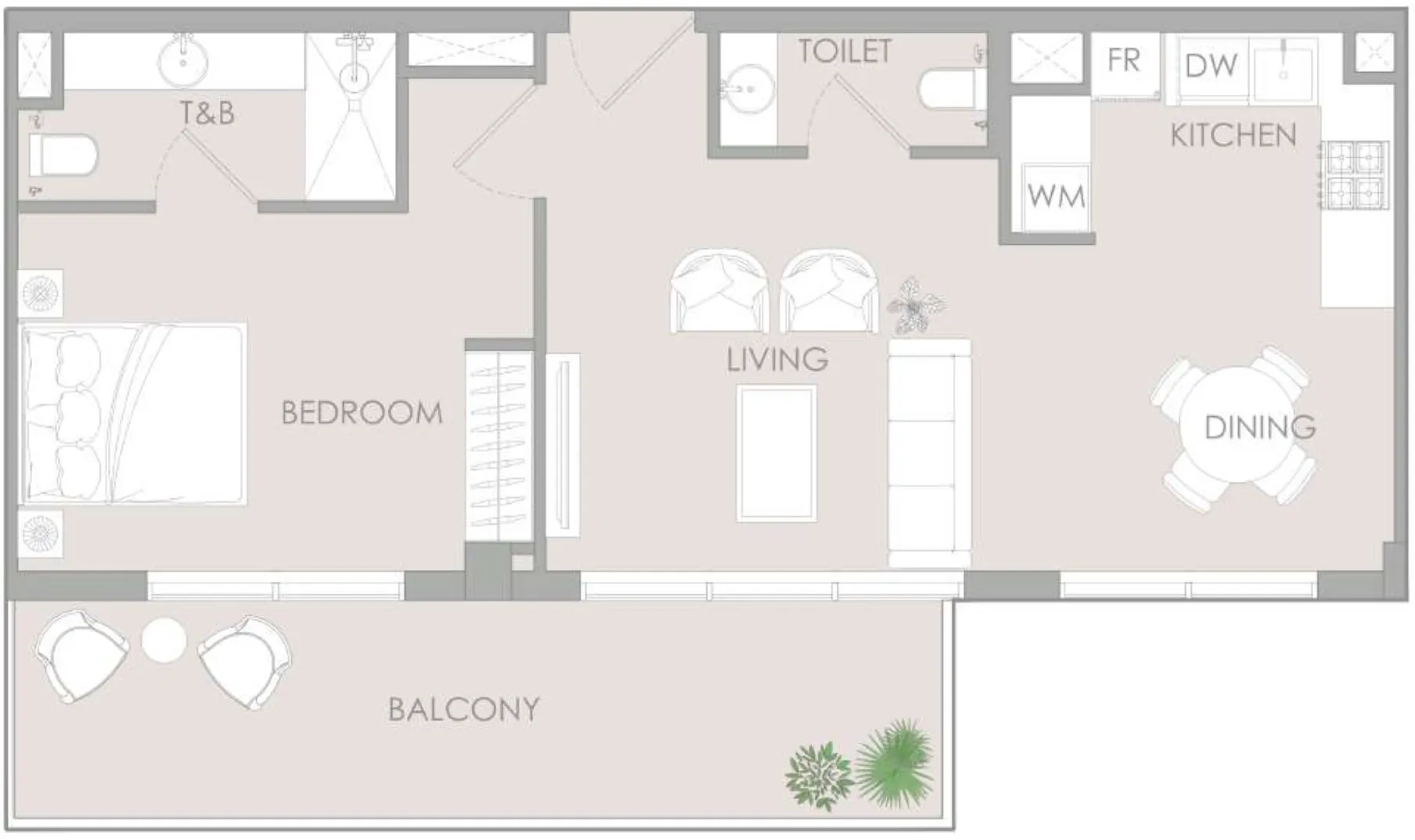 IR1DIAN Park 1 bed floor plan, 814 sqft