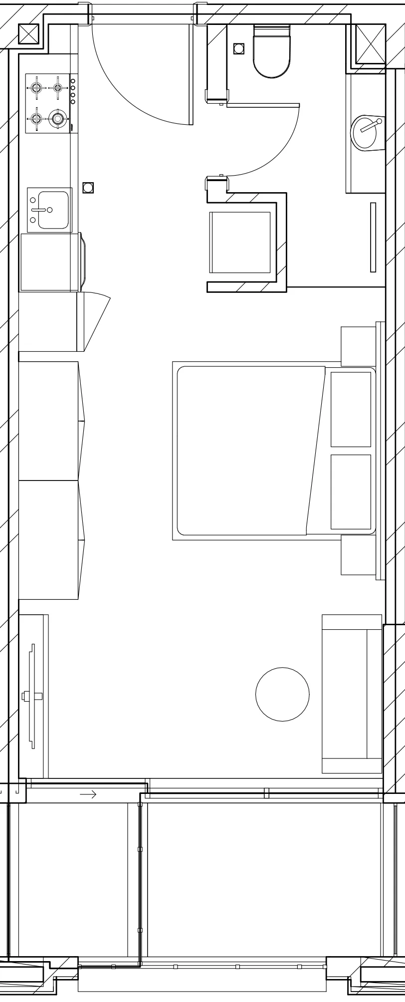 Berkeley Square Studio floor plan, 350 sqft