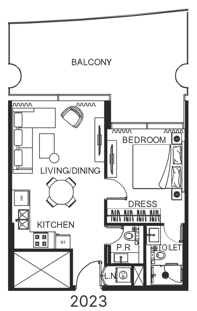 The WOW Tower 1 bed floor plan, 818 sqft