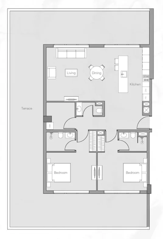 1WOOD 2 bed floor plan, 2,334 sqft