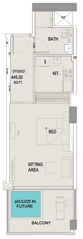 Trillionaire Residences Studio floor plan, 558 sqft