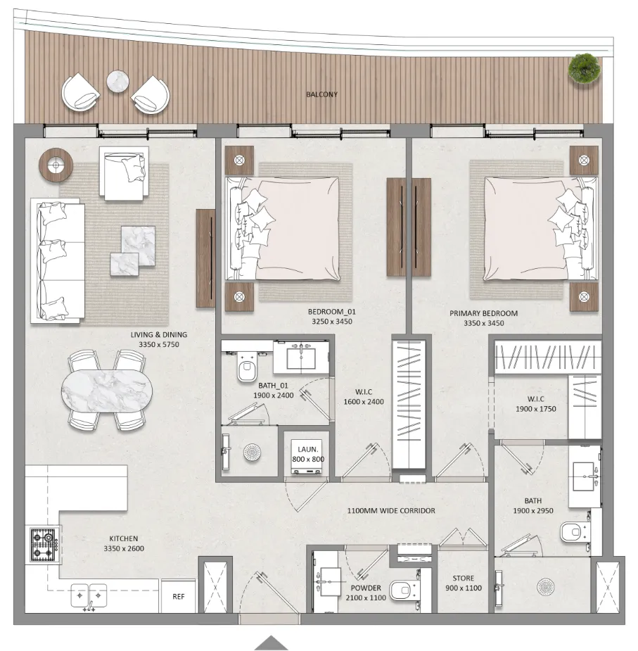 Mayfair Nexus 2 bed floor plan, 1,134 sqft