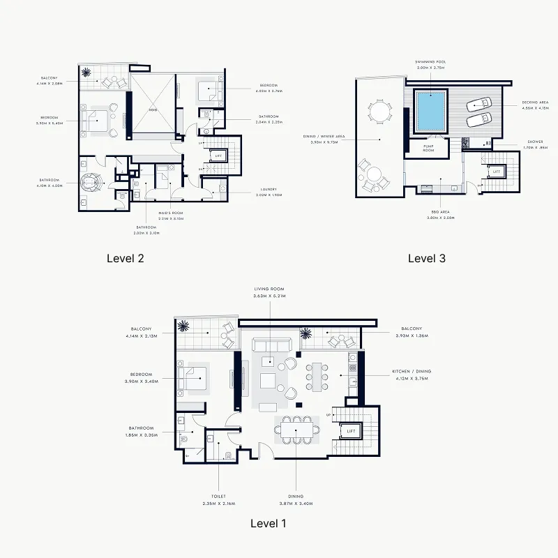 Riviera Rêve 3 bed floor plan, 3,829 – 4,661 sqft