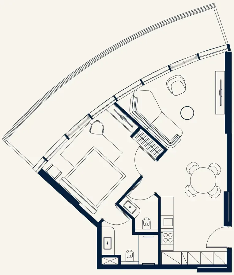 Trussardi Residences Phase Two 1 bed floor plan, 946 sqft