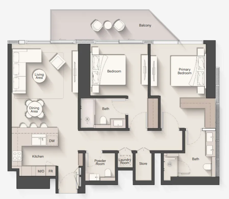 Eltiera Heights 2 bed floor plan, 1,254 sqft