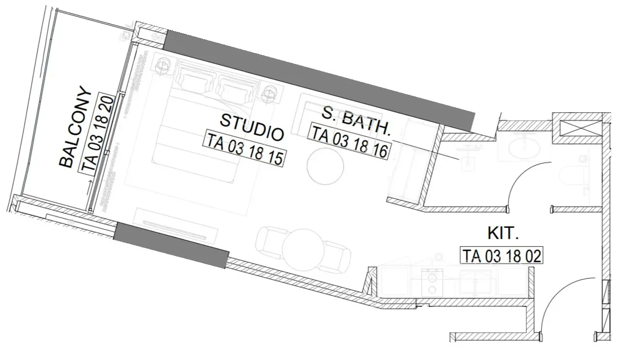 Laguna Residence Studio floor plan, 456 sqft