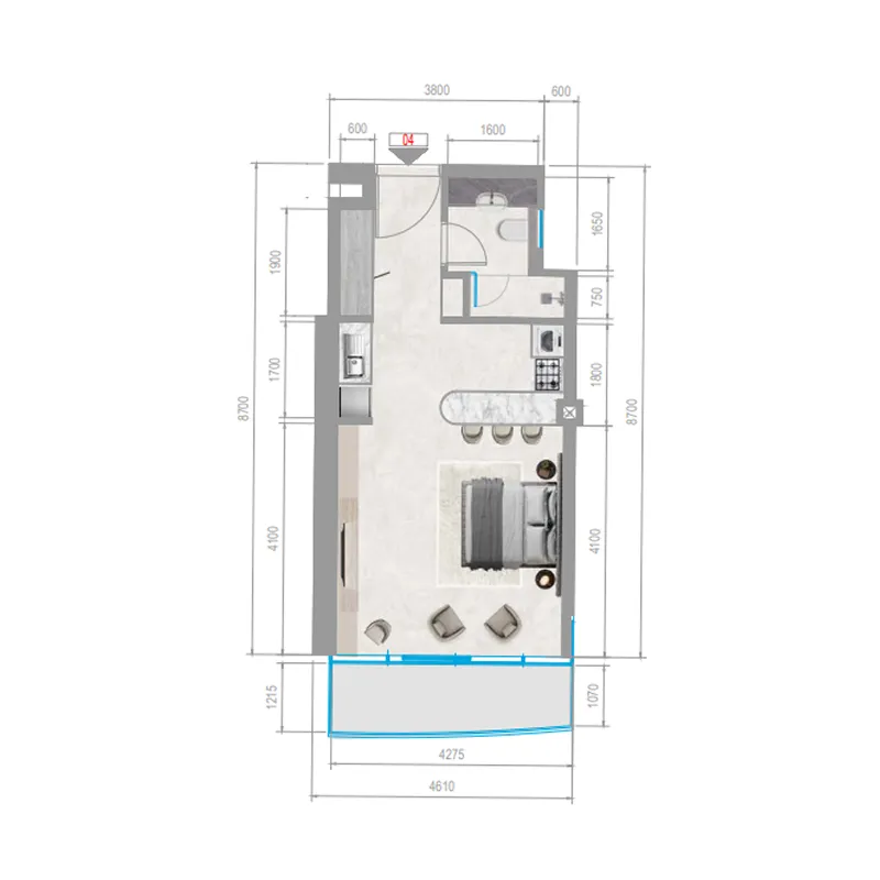 Orchid Towers Phase 1 Studio floor plan, 418 sqft