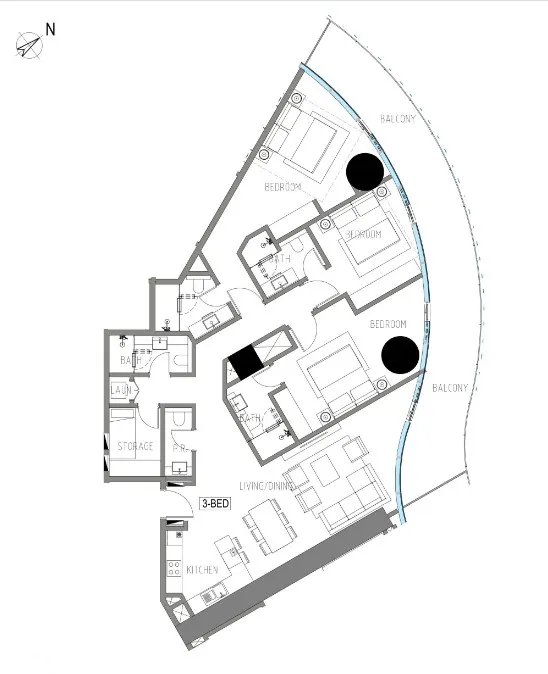 Damac Casa 3 bed floor plan, 2,062 sqft