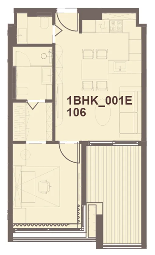 J-Haus Residence 1 bed floor plan, 663 sqft