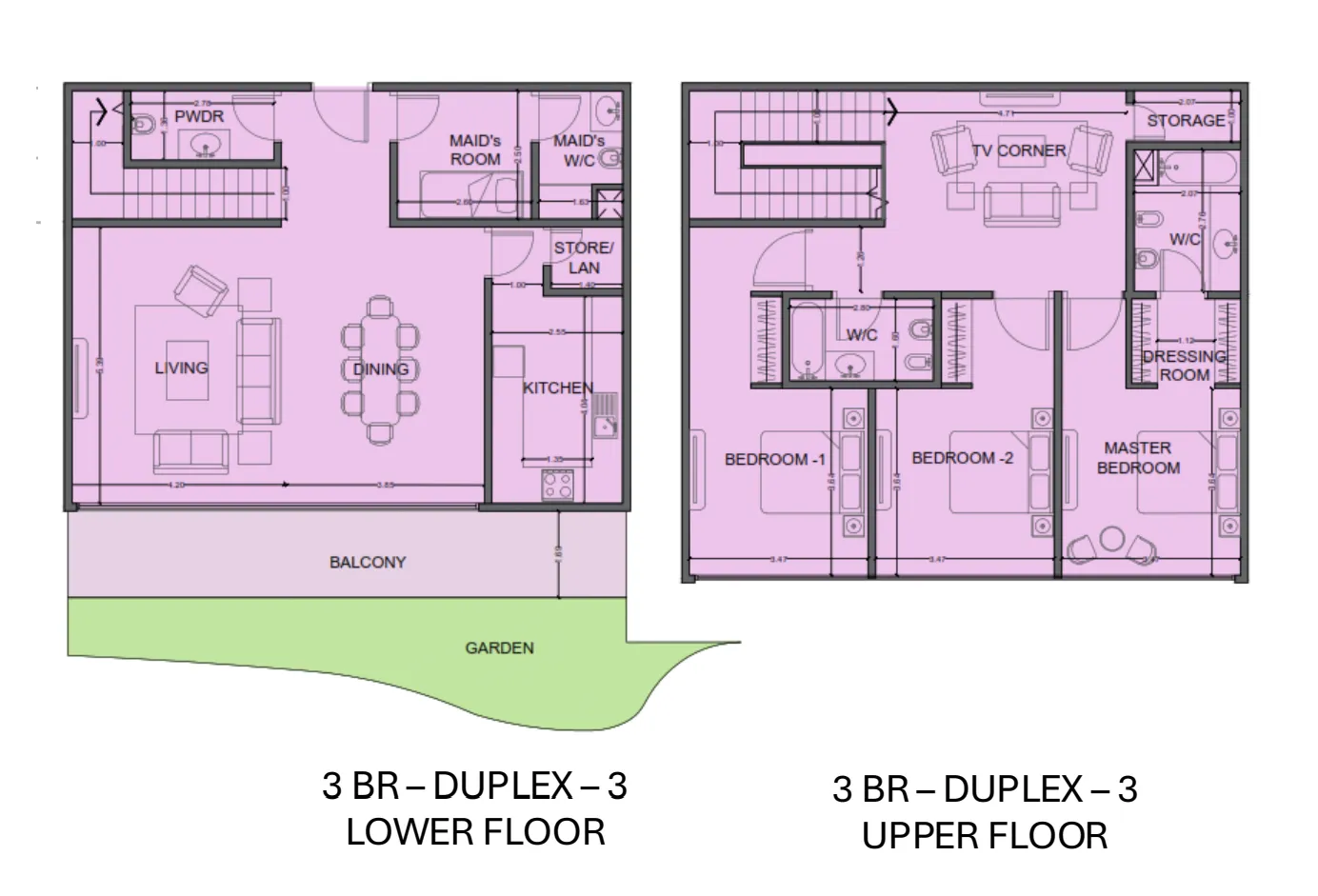 One Residence Al Reem Island 3 bed floor plan, 2,483 sqft