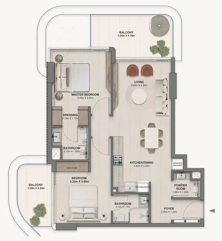 Woodland Crest 2 bed floor plan, 1,022 sqft