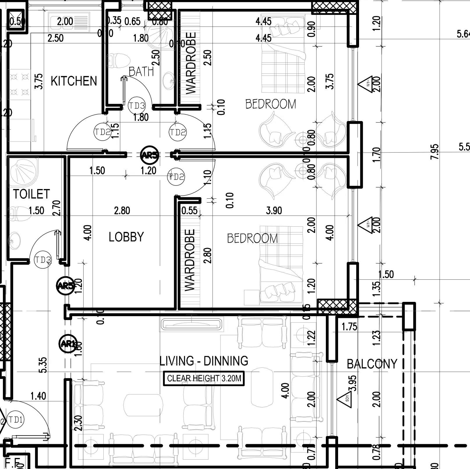 Dugasta Warsan (Jneibi) 2 bed floor plan, 1,253 – 1,262 sqft