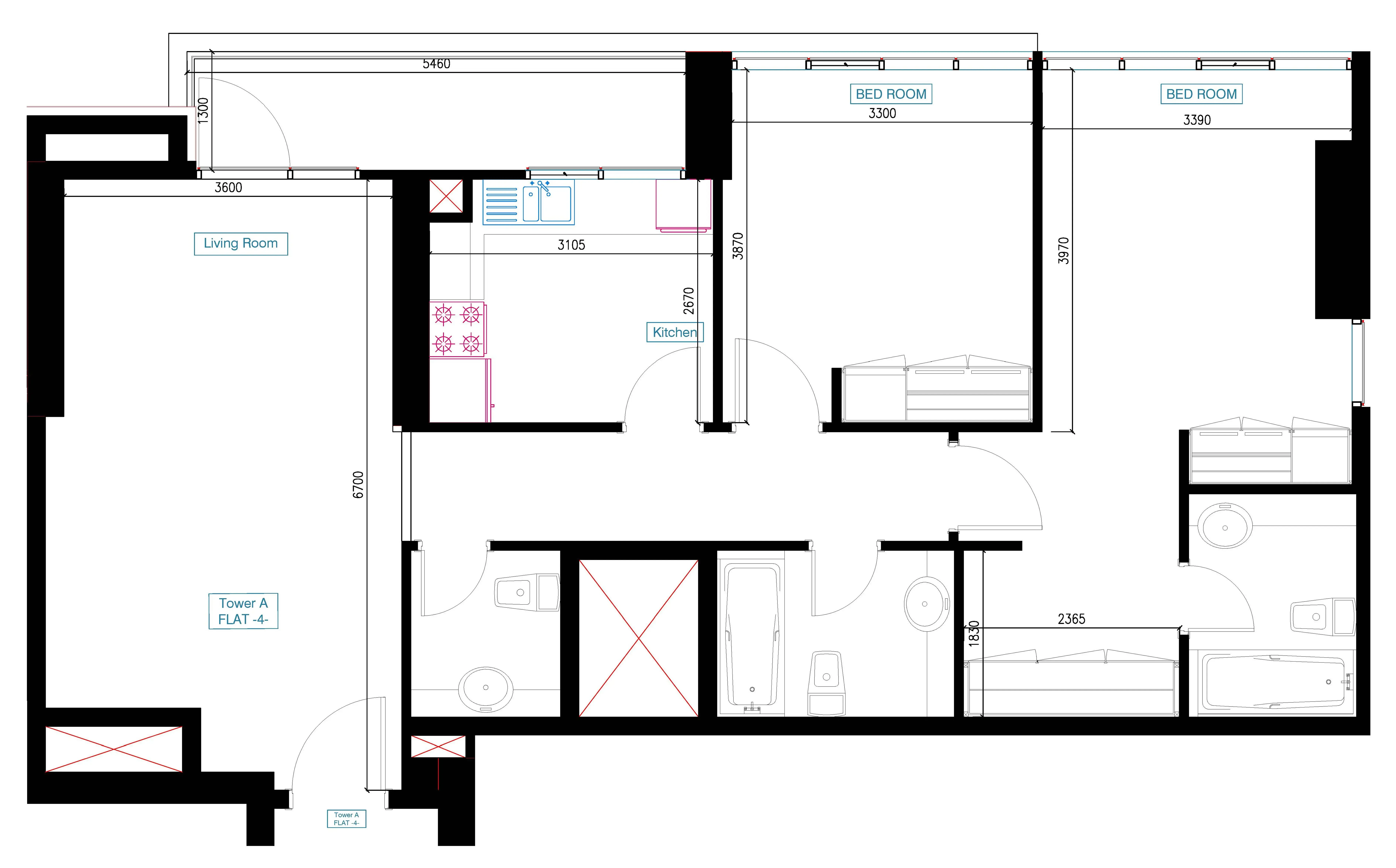 Mars Residences 2 bed floor plan, 1,178 sqft