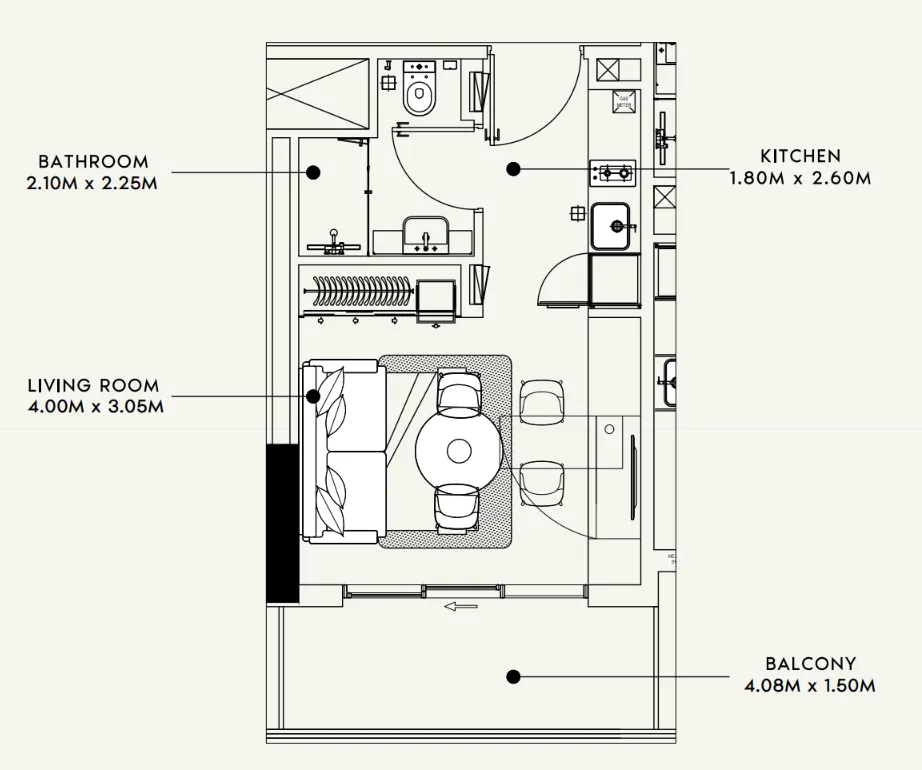 Beach Oasis 1 and 2 2 bed floor plan, 1,067 sqft