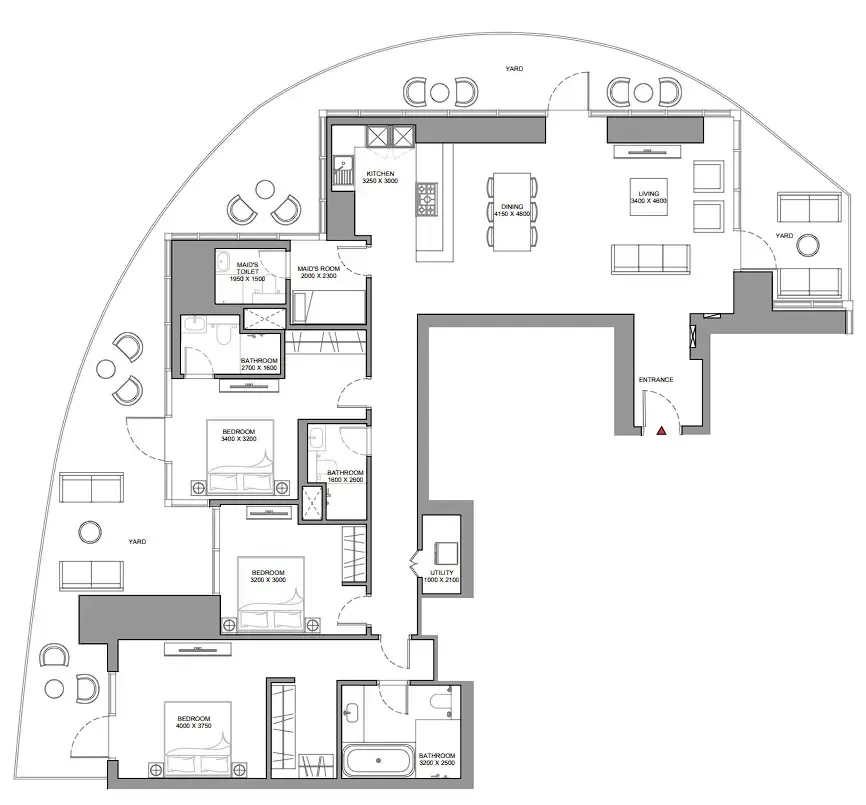 Skyscape 3 bed floor plan, 2,790 sqft