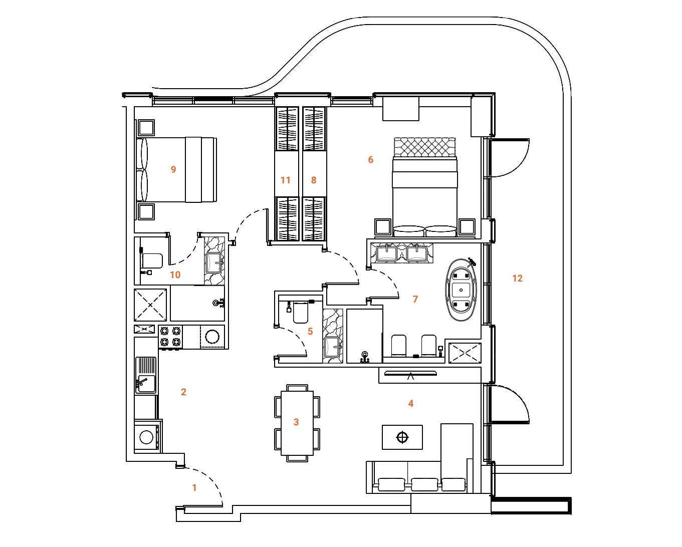 The Orchard Place Towers A & B 2 bed floor plan, 1,298 – 1,301 sqft