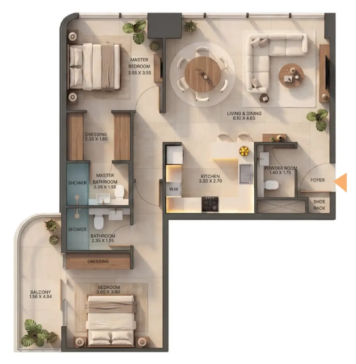 Zen Lagoons by Sanzen 2 bed floor plan, 1,108 sqft