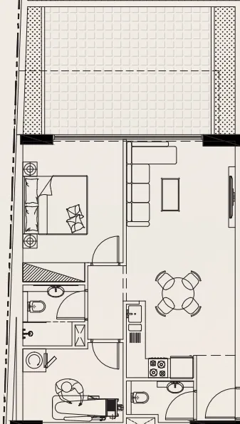 Casa Vista Residence 1 bed floor plan, 971 sqft