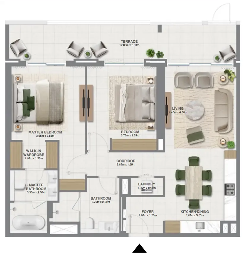 Golf Verge 2 bed floor plan, 1,472 sqft
