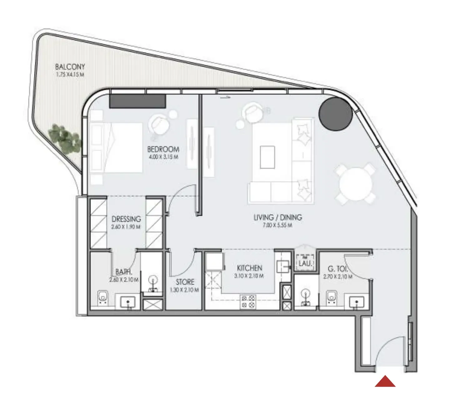 Do Hotels and Residences 1 bed floor plan, 1,149 sqft