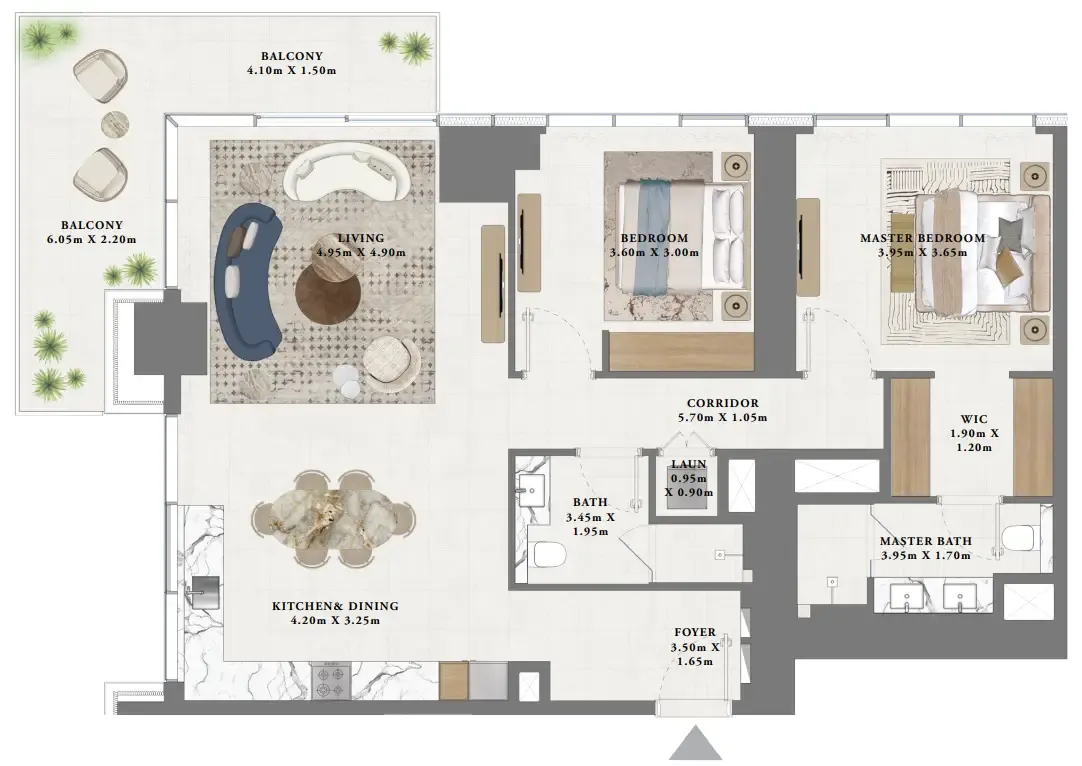 Albero 2 bed floor plan, 1,453 – 1,455 sqft