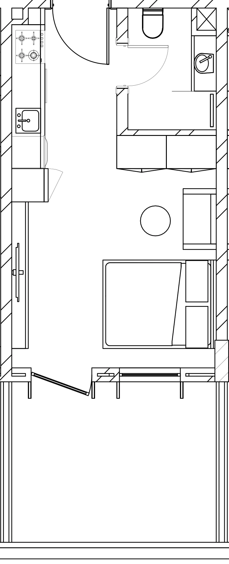 Berkeley Square Studio floor plan, 407 sqft