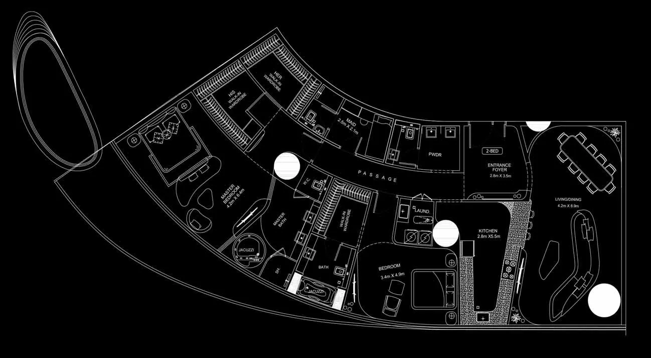 Bugatti Residences by Binghatti 2 bed floor plan, 3,078 sqft