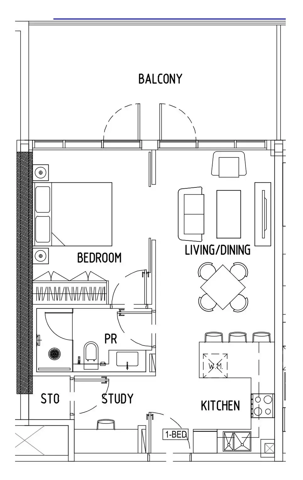 Damac District 1 bed floor plan, 739 – 740 sqft