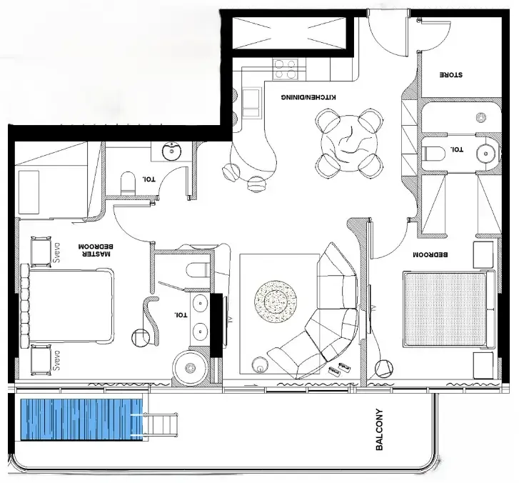 Natuzzi Harmony 2 bed floor plan, 1,260 sqft