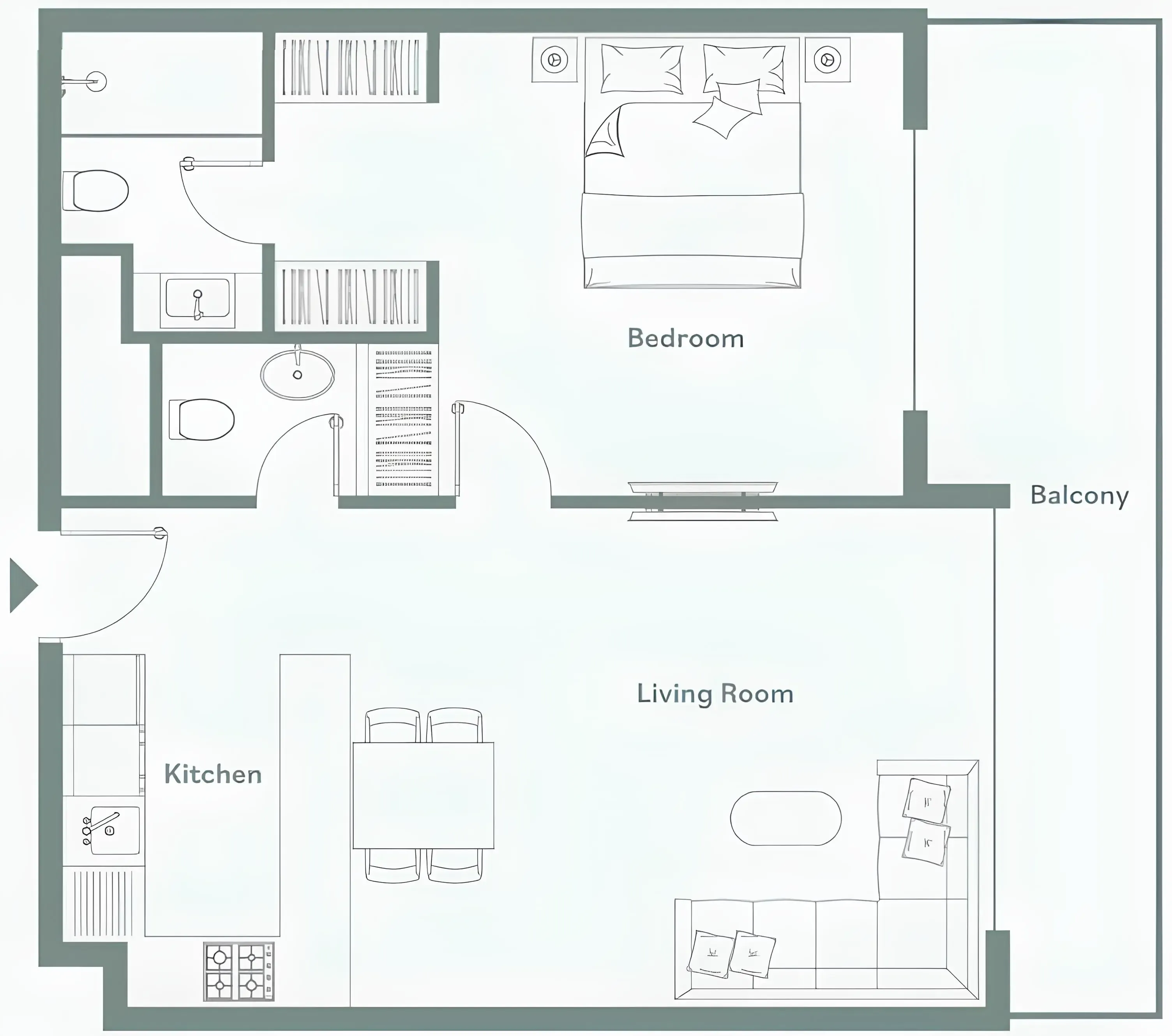 Luma Park Views 1 bed floor plan, 849 sqft