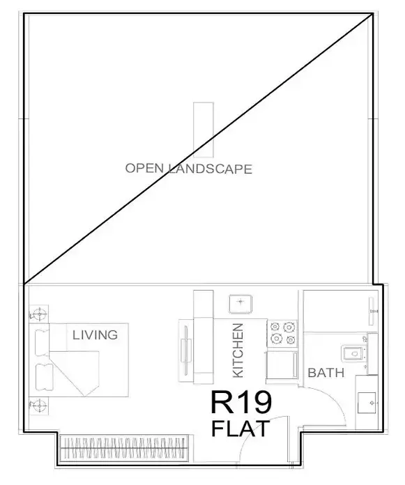 Binghatti HillCrest Studio floor plan, 735 sqft