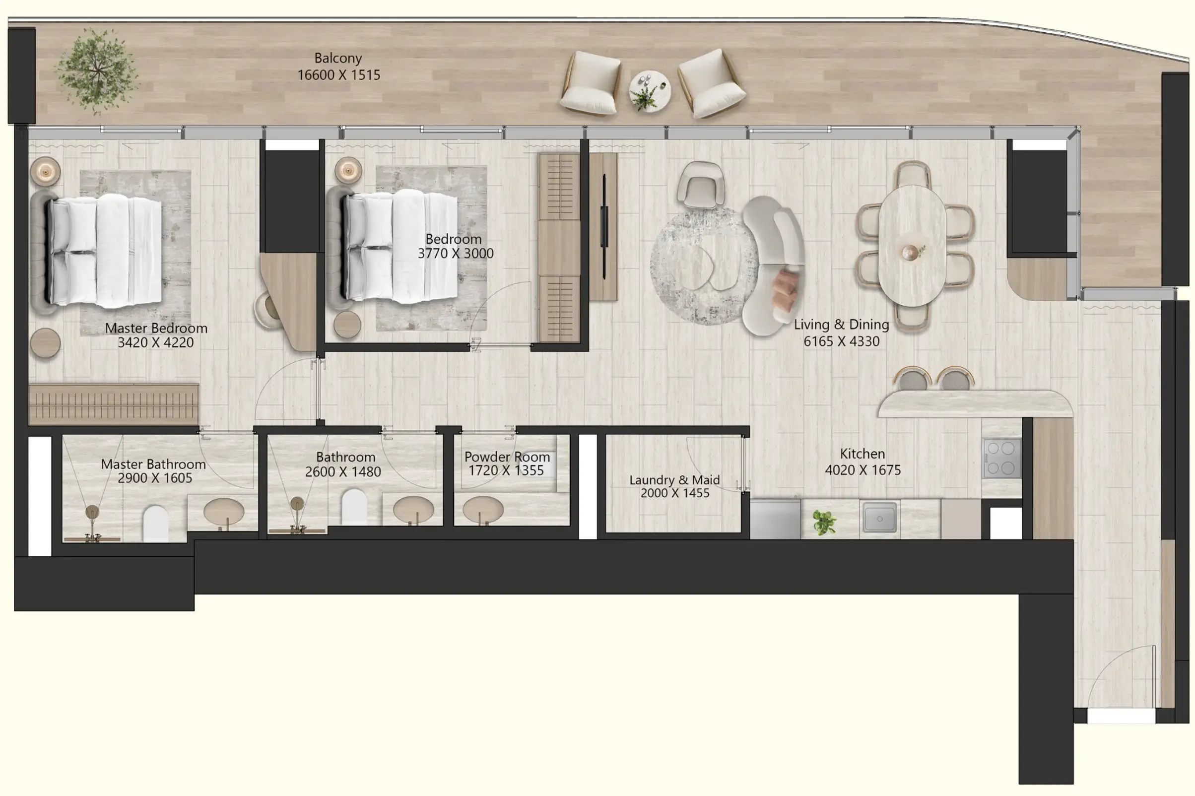 Il Vento 2 bed floor plan, 1,503 sqft