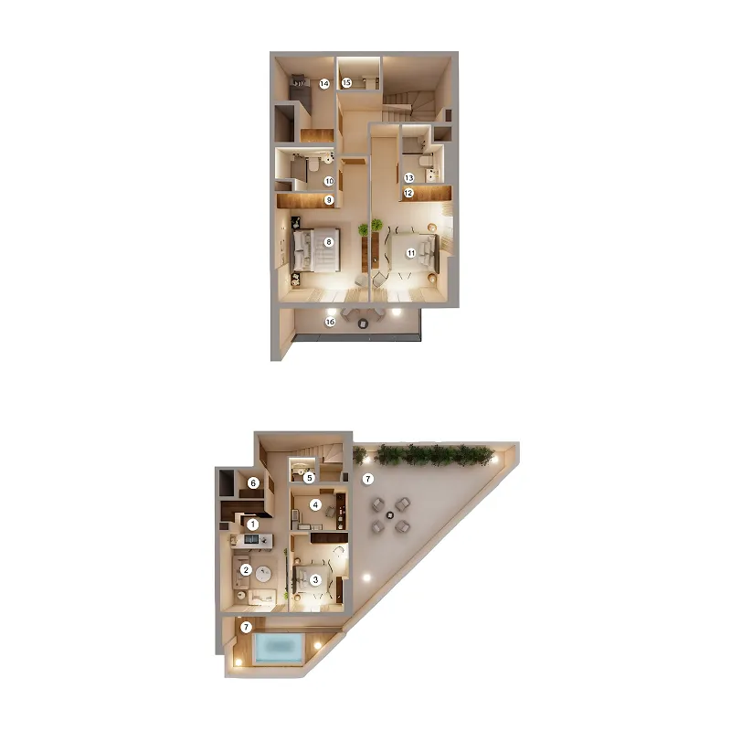 Q Gardens Loft 4 bed floor plan, 2,734 sqft