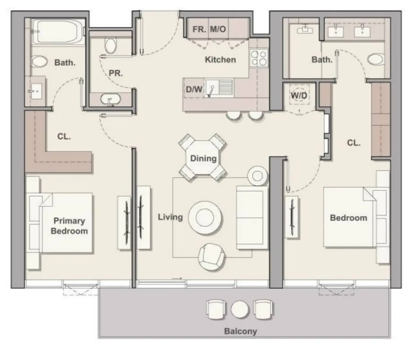 Soto Grande 2 bed floor plan, 1,121 sqft
