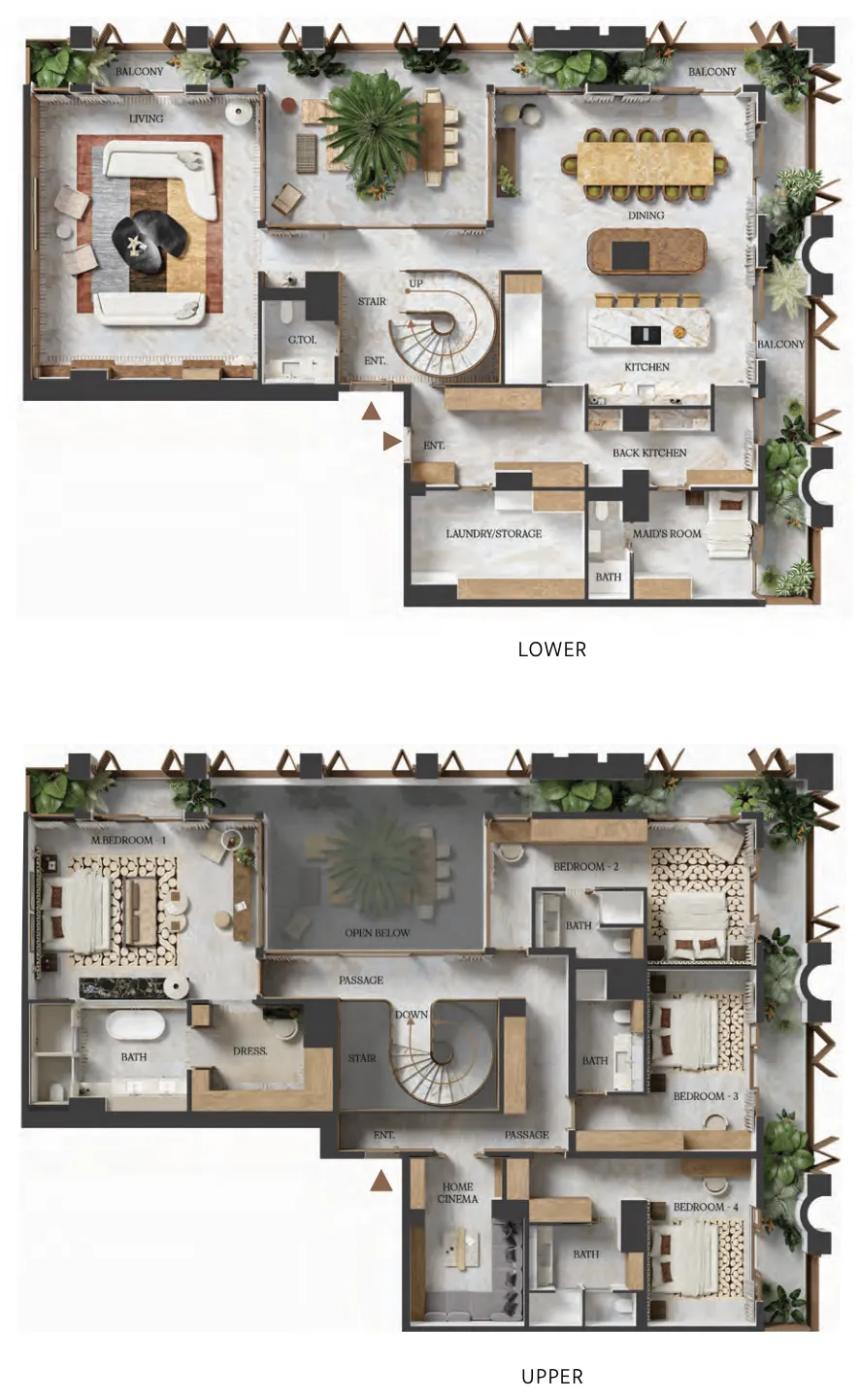 Elire Managed by LUX 4 bed floor plan, 5,392 sqft