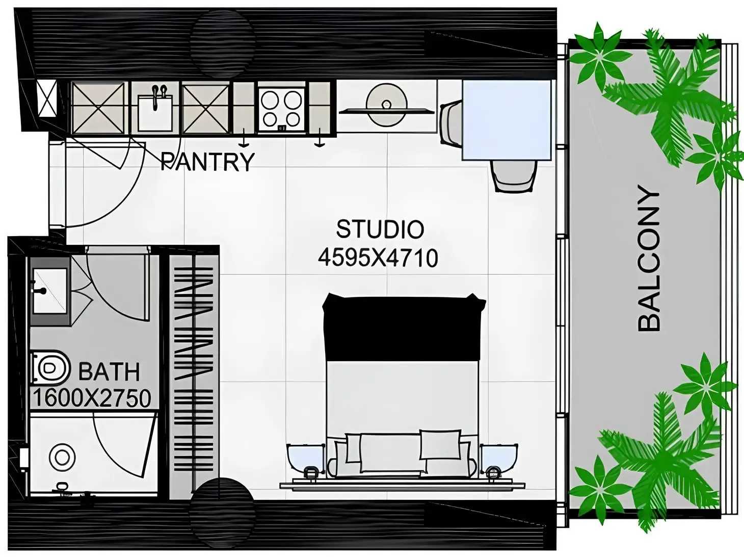 The Community Sports Arena Studio floor plan, 481 sqft