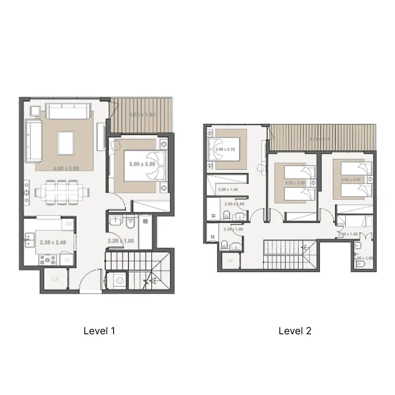 Bab Al Qasr Residence 31 4 bed floor plan, 1,663 – 1,692 sqft