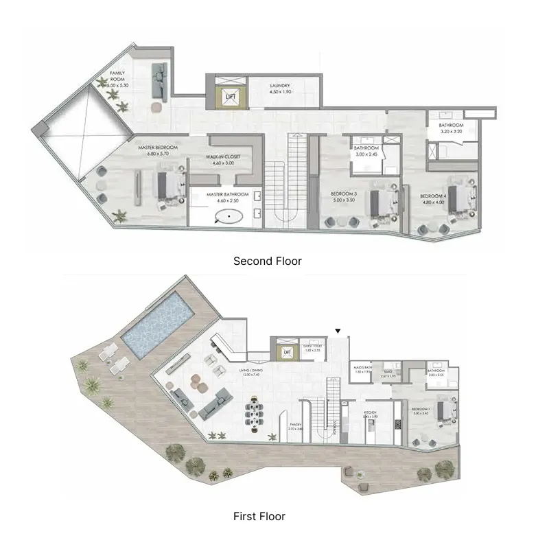 Habtoor Grand Residences 4 bed floor plan, 6,864 sqft