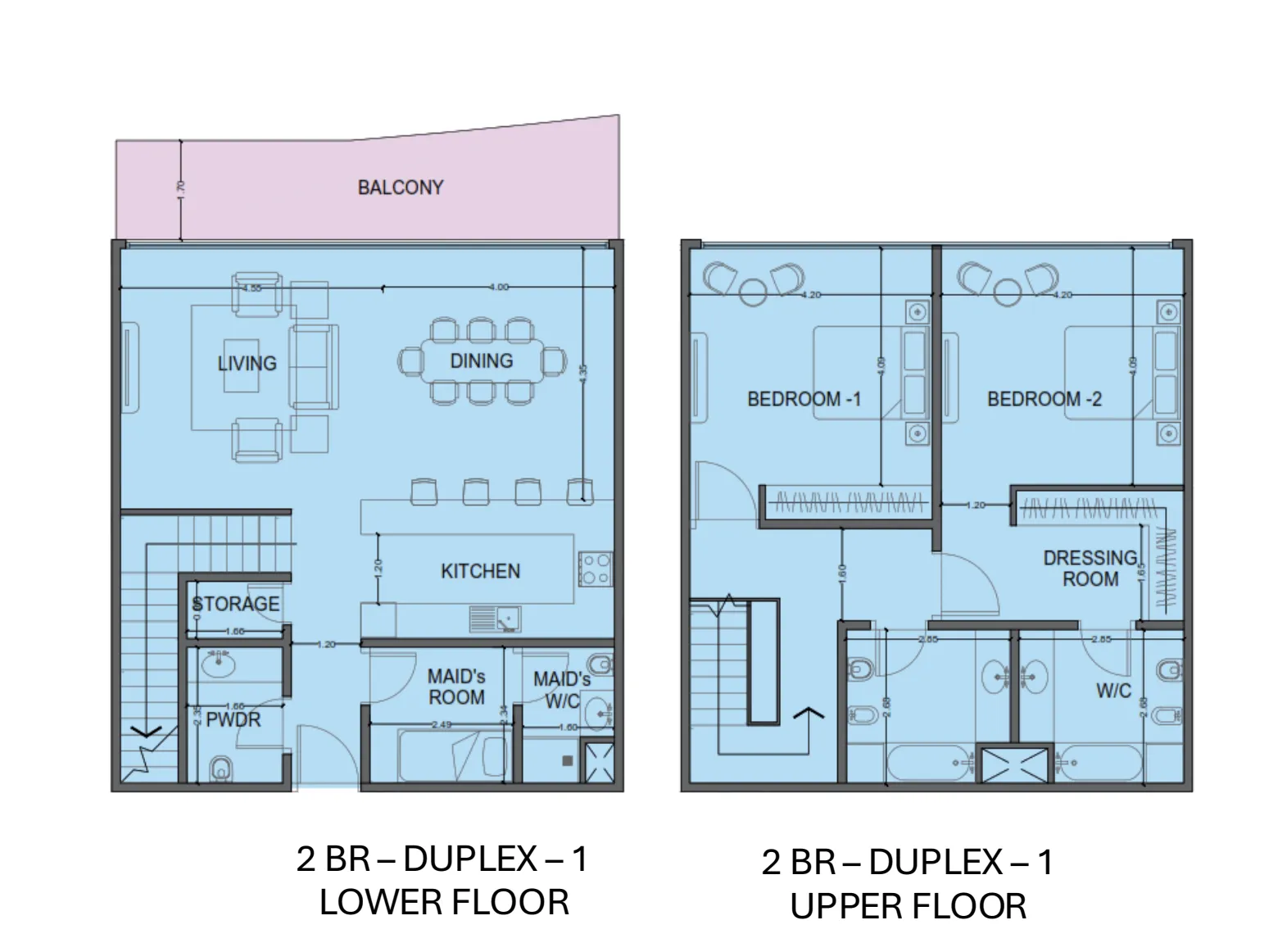 One Residence Al Reem Island 2 bed floor plan, 1,931 sqft