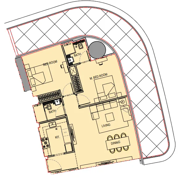 Binghatti Hills 2 bed floor plan, 1,560 sqft